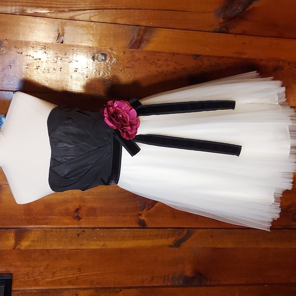 Black and White Tulle Convertuble Dress